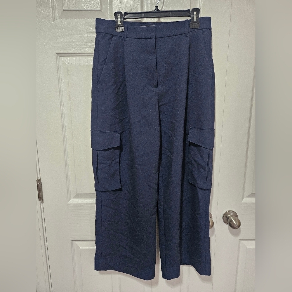 Abercrombie Sloan Navy Wide Leg Cargo Pants 12 Short